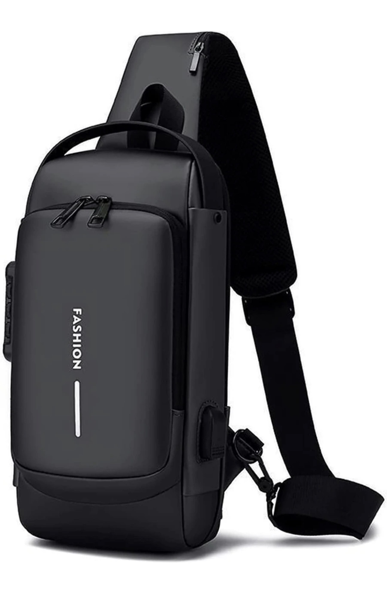 Black Men & Women Sling Bag Waterproof AntiTheft Polyester Slim Leisure Travel Crossbody/Chest/Shoulder bag — photo 2