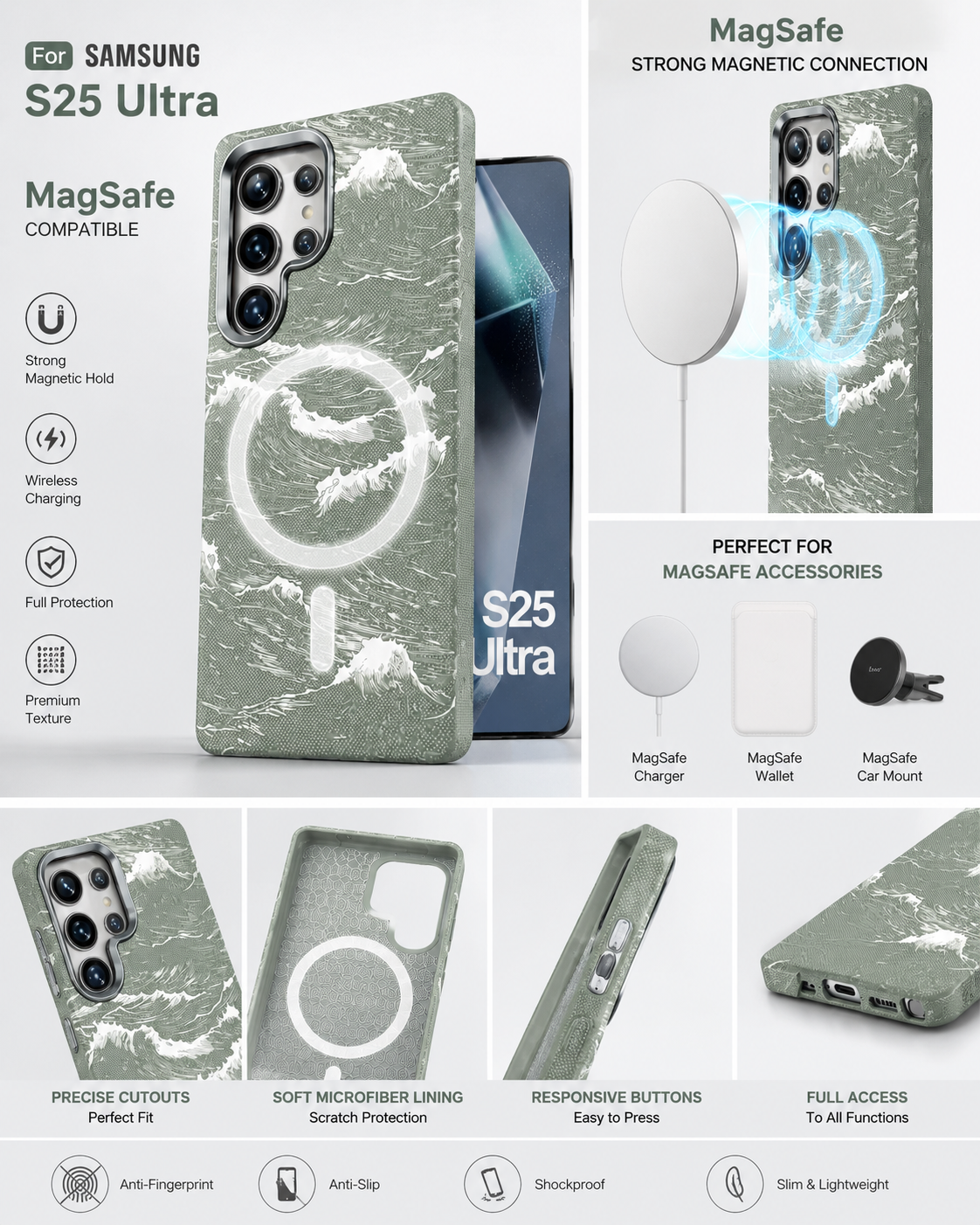Galaxy S26 Ultra MagSafe Compatible Wave Pattern Protective Case