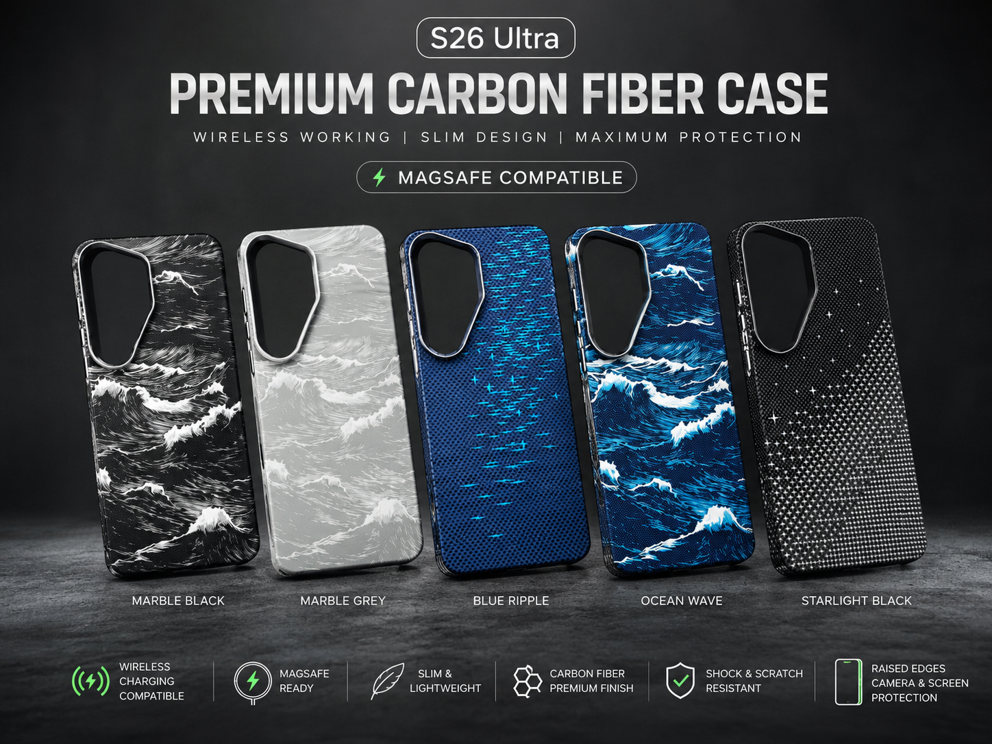 Galaxy S26 Ultra MagSafe Compatible Wave Pattern Protective Case — photo 2
