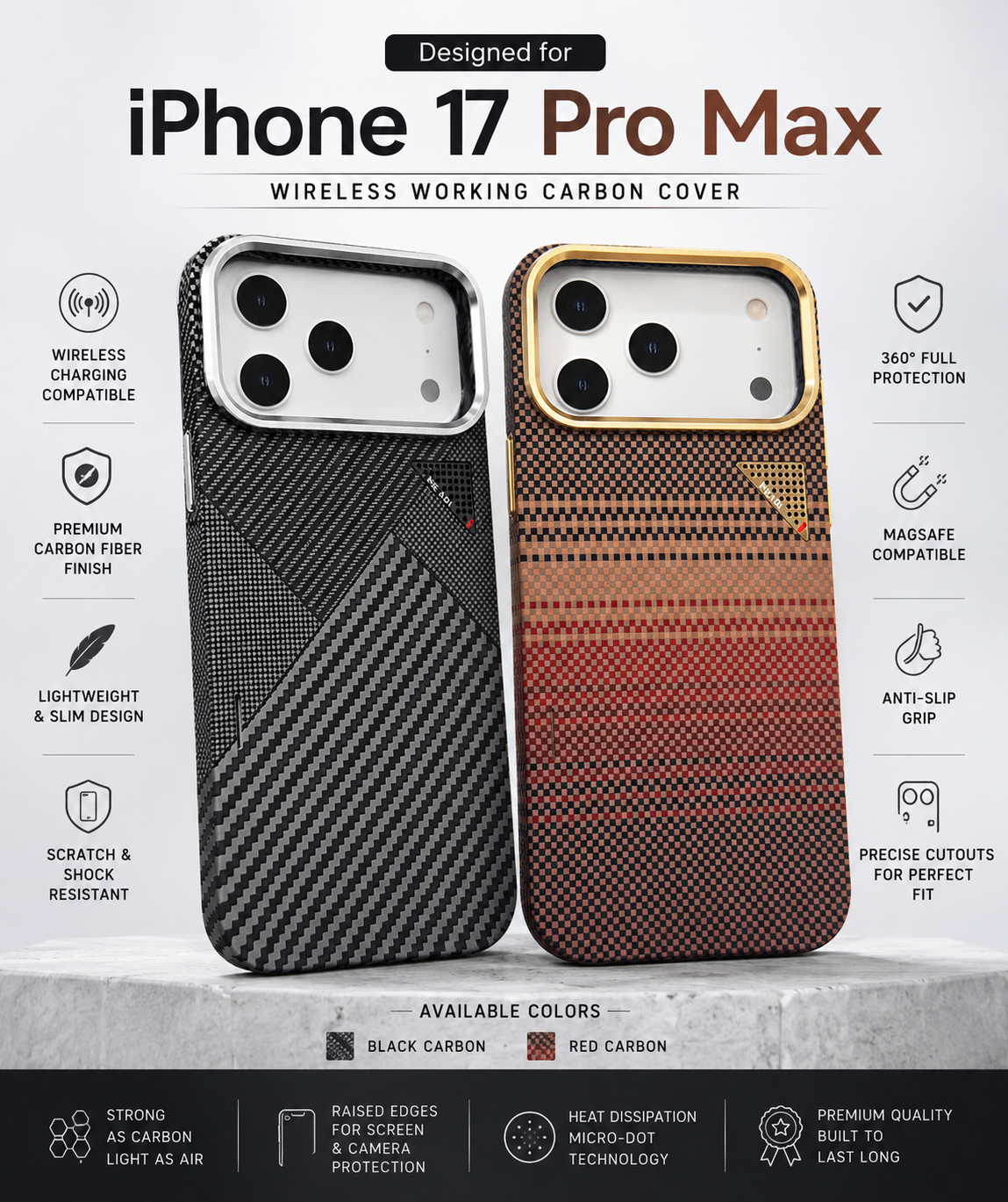 CarbonShield Pro MagSafe Case for iPhone 17 Pro Max